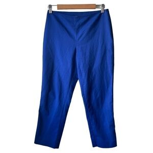 St. John Cobalt Blue Flat Waist Cotton Stretch Capri Cropped Pants Size 4